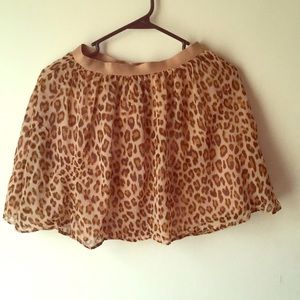 Beige Cheetah Print Silk Skirt